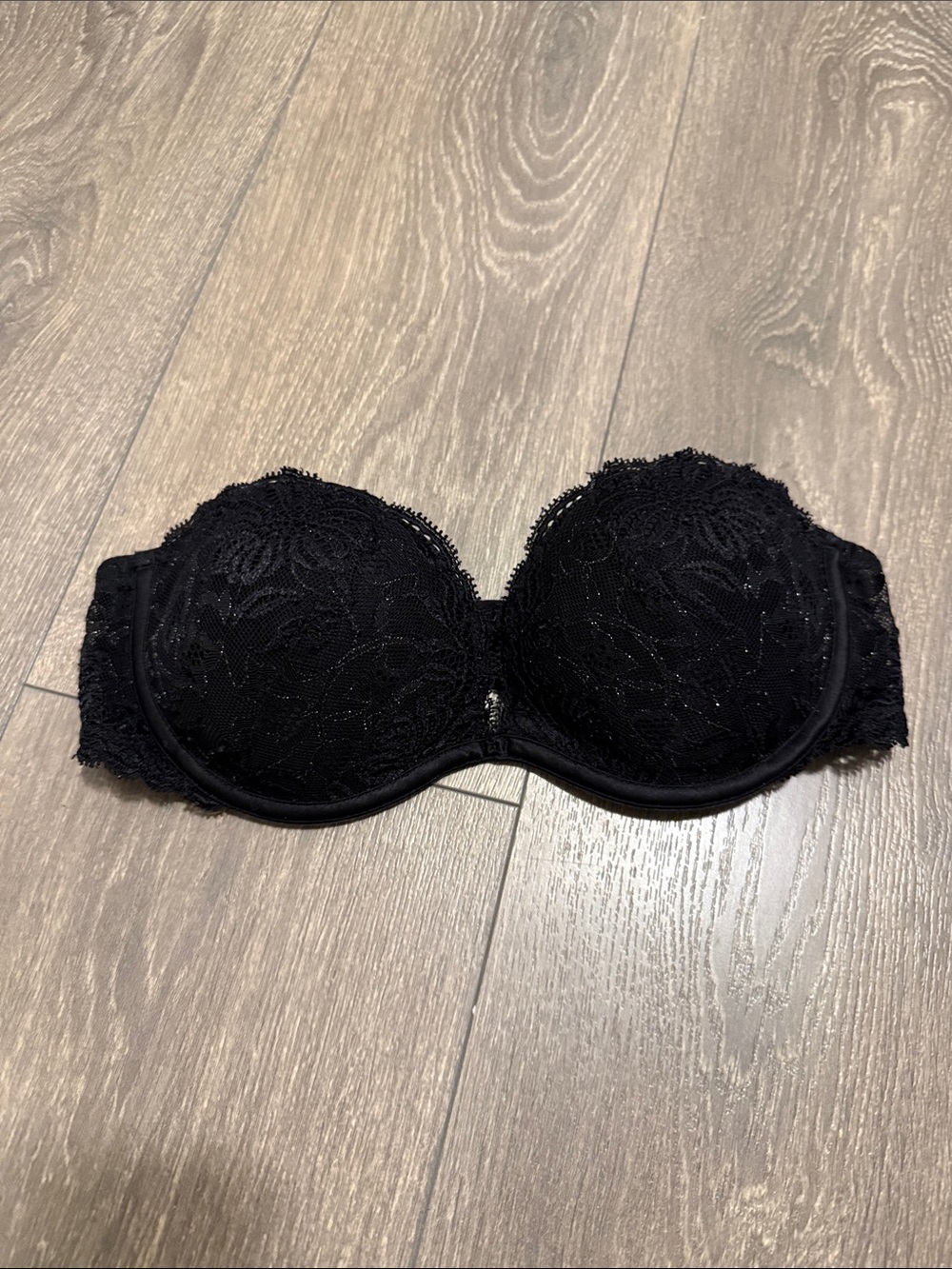 Y2K La Senza Women’s Black Lace Strapless Push up Bra Size C32 wedding intimates